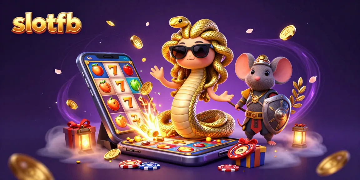 Memenangkan slotfb dengan ilustrasi Medusa ramah dan elemen kasino yang ceria.